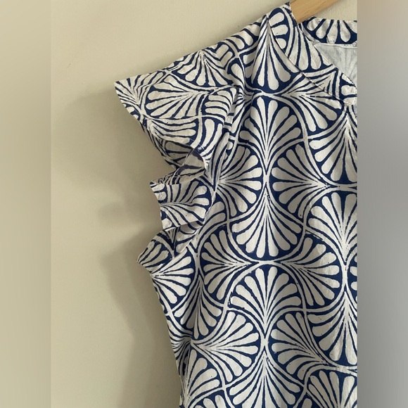 NWT-Charleston Shoe Company Aubrey Maxi Dress Blue and White Ruffle Sleeves Sz M - Picture 7 of 14